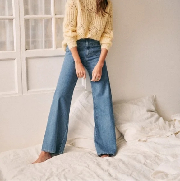 Sezane Pants - Sezane Venice Trouser in Light Blue size 38